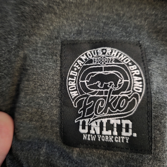 Ecko Unltd Men's Short Sleeve Hoodie T-shirt Sz Medium Burgundy Charcoal Heather - Picture 5 of 8